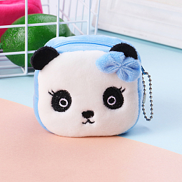 Honeyhandy Plush Zip Wallets, Change Purse, with Iron Ball Chain, Panda Pattern, 5~8x8~10cm