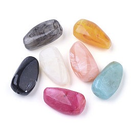 Honeyhandy Acrylic Beads, Imitation Gemstone, Nuggets, Mixed Color, 27.5x15x10mm, Hole: 1.5mm, about 170pcs/500g