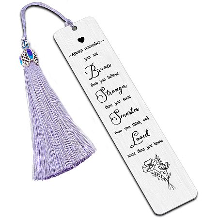 FINGERINSPIRE Inspirational Words Stainless Steel Bookmarks - Always Remember You are Braver Than You Believe Metal Engraved Bookmark with Tassel & Gift Box Book Club Gift for Women Men Friends