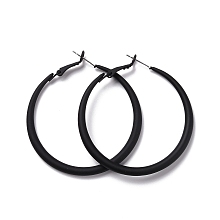 Honeyhandy Alloy Big Hoop Earrings for Women, Spray Earrings with 925 Sterling Silver Pin, Black, 6 Gauge, 50x4mm, Pin: 0.6mm