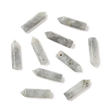 Honeyhandy Natural Labradorite Pointed Pendants, Faceted, Bullet, 30~33x8~9mm, Hole: 1.4~1.6mm