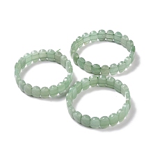 Honeyhandy Natural Green Aventurine Oval Beaded Stretch Bracelet, Gemstone Jewelry for Women, Inner Diameter: 2-1/8 inch(5.4~5.5cm)