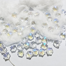 Honeyhandy Transparent Glass Beads, Christmas Snowflake, Clear AB, 11.5x10.5x7.5mm, Hole: 1mm