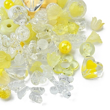 Honeyhandy Opaque & Transparent Acrylic Beads, Mixed Shapes, Yellow, 7.5~33x7.5~43.5x4.5~16mm, Hole: 1.2~4mm, about 50g/bag