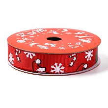 5 Yards Christmas Polyester Printed Grosgrain Ribbon, for Gift Wrapping, Snowflake, 5/8 inch(16mm)