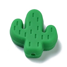 Honeyhandy Silicone Focal Beads, Chewing Beads For Teethers, Cactus, Dark Green, 25x23x8mm, Hole: 2.3mm