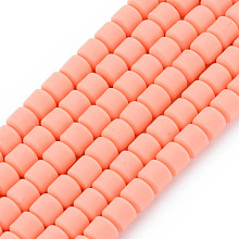 ARRICRAFT Handmade Polymer Clay Bead Strands, Column, Light Salmon, 6.5x6mm, Hole: 1.2mm, about 61pcs/strand, 15.75 inches(40cm)