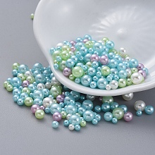 Honeyhandy ABS Plastic Imitation Pearl, No Hole Beads, UV Resin Filler, Epoxy Resin Jewelry Making, Round, Sky Blue, 2.3~4.7mm, about 250pcs/bag