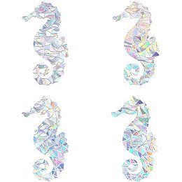 GORGECRAFT 4Pcs Large Rainbow Window Clings Sea Horse Window Decals Static Non Adhesive Collision Glass Stickers Vinyl Film Home Decorations for Sliding Doors Windows Prevent Birds Strikes