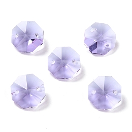 Honeyhandy Electroplate Glass Links Connectors, Faceted, for Chandelier Prism Beads Chain, DIY Craft Jewelry Decoration, Octagon, Lavender, 14x14x7.5mm, Hole: 1.6mm