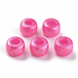 Honeyhandy Plastic Pearlized Beads, Barrel, Camellia, 9x6mm, Hole: 3.5mm, about 1900pcs/500g.