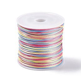 Honeyhandy Segment Dyed Nylon Thread Cord, Rattail Satin Cord, for DIY Jewelry Making, Chinese Knot, Colorful, 1mm