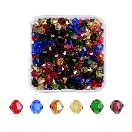 Arricraft DIY Jewelry Making Kits, Including 330Pcs 6 Colors Electroplate & Imitation Austrian Crystal 5301 Bicone Beads, Faceted, Mixed Color, 6x5.5~6mm, Hole: 1mm, 55pcs/color