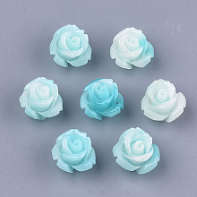 Honeyhandy Synthetic Coral Beads, Dyed, Flower, Pale Turquoise, 10x10.5x8mm, Hole: 1mm