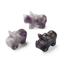 Honeyhandy Natural Amethyst Carved Healing Rhinoceros Figurines, Reiki Stones Statues for Energy Balancing Meditation Therapy, 52~58x21.5~24x35~37mm