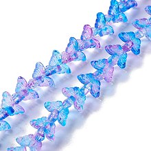 Transparent Glass Beads Strand, Butterfly, Mauve, 8x15x4.5mm, Hole: 1mm, about 60pcs/strand, 13.78~14.17 inch(35cm~36cm)