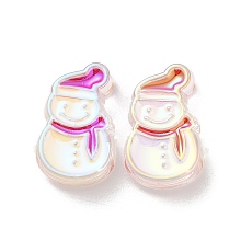 UV Plating Acrylic Beads, with Enamel, Iridescent, Christmas Decorations Theme, Snowman, 25x16x8.5mm, Hole: 3.5mm