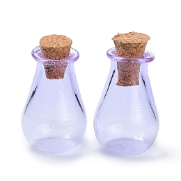 Honeyhandy Glass Cork Bottles Ornament, Glass Empty Wishing Bottles, DIY Vials for Pendant Decorations, Lilac, 15.5x28mm