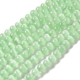 Natural Selenite Beads Strands, Grade A, Dyed, Round, Light Green, 6.5mm, Hole: 0.7mm, about 61pcs/strand, 15.24 inch(38.7cm)