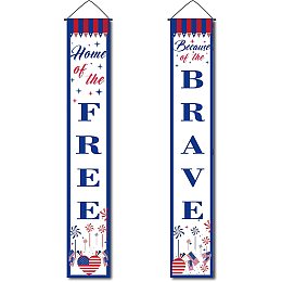 CREATCABIN Funny American Flag Door Flags Banners Hanging Banner Porch Sign Veterans Day Independence Day for Holiday School Farmhouse Home Fireplace Indoor Outdoor Garden Party 11.8 x 70.8inch