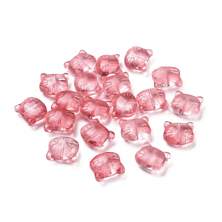 Honeyhandy Glass Beads, for Jewelry Making, Cat, Cerise, 12.5x14x6.5mm, Hole: 1mm