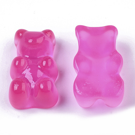Honeyhandy Translucent Resin Cabochons, Bear, Deep Pink, 17.5x10.5x7.5mm