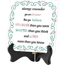 CREATCABIN Your Braver Than You Know, Smarter Than You Think and Loved More Inspirational Gifts Ceramic Tile with Wooden Plate Display Stand Plaque Decor Sign for Home Office Desk Decor