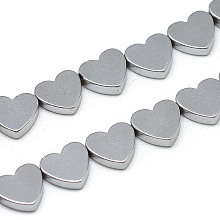 Honeyhandy Electroplate Non-magnetic Synthetic Hematite Beads Strands, Heart, Platinum Plated, 6x5.5x2mm, Hole: 0.5mm, about 68pcs/strand, 15.7 inch