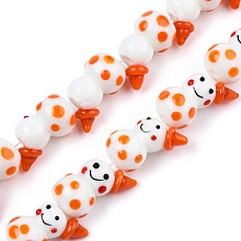 Handmade Lampwork Beads Strands, Snowman, Dark Orange, 22x15x13mm, Hole: 1.5mm, about 25pcs/strand, 19.29 inch(49cm)