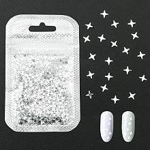 Honeyhandy Shining Nail Art Glitter, Manicure Sequins, DIY Sparkly Paillette Tips Nail, Star, Silver, 4x4x0.2mm, about 2g/bag.