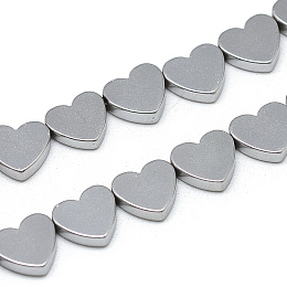 Honeyhandy Electroplate Non-magnetic Synthetic Hematite Beads Strands, Heart, Platinum Plated, 6x5.5x2mm, Hole: 0.5mm, about 68pcs/strand, 15.7 inch