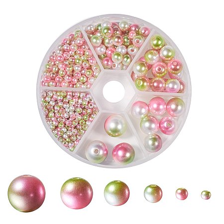 Honeyhandy Rainbow ABS Plastic Imitation Pearl Beads, Gradient Mermaid Pearl Beads, Round, Dark Sea Green, 3mm/4mm/6mm/8mm/10mm/12mm, Hole: 1~2mm, 564pcs/box