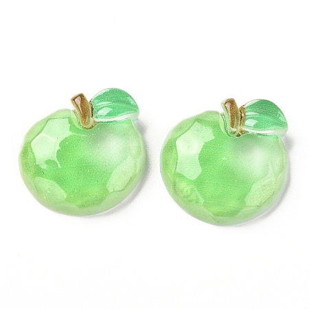 Honeyhandy Transparent Resin Cabochons, Apple, Lime, 20x19.5x6mm