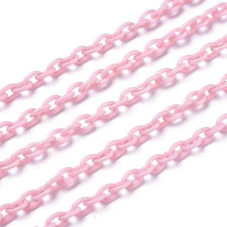 Honeyhandy ABS Plastic Cable Chains, Oval, Pink, 14.96 inch~15.35 inch(38~39cm), 5.5~6mm