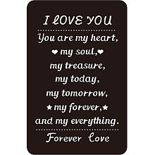 FINGERINSPIRE 3x2 Inch Engraved Wallet Insert Card, I Love You Forever, Soulmate Anniversary Card Gifts for Him Her, for Boy/Girlfriend Husband Wife, Valentine's Gifts for Men Women