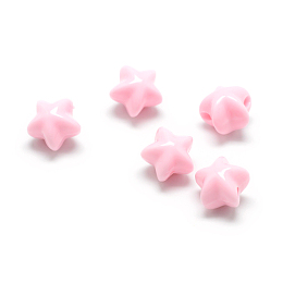 Honeyhandy Opaque Acrylic Beads, Star, Pink, 11x11.5x10mm, Hole: 2.5mm