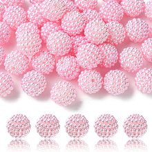 Honeyhandy Imitation Pearl Acrylic Beads, Berry Beads, Combined Beads, Round, Pearl Pink, 12mm, Hole: 1.5mm