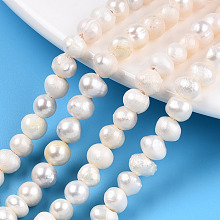 Honeyhandy Natural Cultured Freshwater Pearl Beads Strands, Potato, Seashell Color, 4.5~6.5x4~6.5mm, Hole: 0.6mm, about 60~73pcs/strand, 12.36~13.66 inch(31.4~34.7cm)