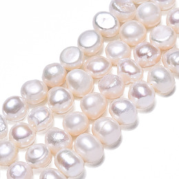 Honeyhandy Natural Cultured Freshwater Pearl Beads Strands, Two Sides Polished, Seashell Color, 6~7.5x5~6x3.5~6mm, Hole: 0.6mm, about 29pcs/strand, 6.89~7.09 inch(17.5~18cm)