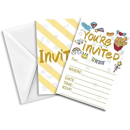ARRICRAFT Invitations with Envelopes 30 Sheet Fill-in French Fries and Food Theme Invites Wedding Invitation Kit for Wedding, Bridal Shower, Baby Shower, Birthday Invitations, 15x10 cm