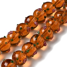 Handmade Bumpy Lampwork Beads Strands, with Enamel, Round, Champagne Gold, 11.5~13.5x13.5~14x13~13.5mm, Hole: 1.5mm, about 33pcs/strand, 15.16''(38.5cm)