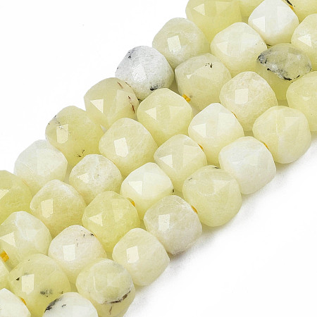 Natural Quartz Beads Strands, Dyed, Faceted, Cube, Light Yellow, 5.5x6x6mm, Hole: 1mm, about 61~62pcs/srand, 12.99 inch~13.19 inch(33cm~33.5cm)