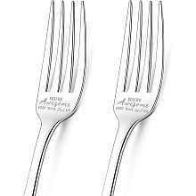 GLOBLELAND 2Pcs You're Awesome Keep That Up Engraved Fork with Gift Box Stainless Steel Table Forks for Friends Families Festival Christmas Birthday Wedding, 8Inches