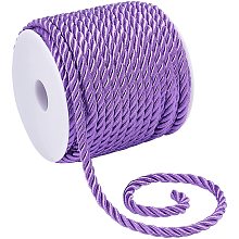 Pandahall Elite 19 Yards 3 Braided Cord Thread 5mm Purple Twist Rope Decorative Twine Cord Shiny Viscose Cording for Home Décor Upholstery Curtain Tieback Honor Cord Bag Drawstrings, 18m