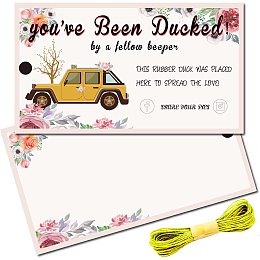 CREATCABIN 50Pcs You've Been Ducked Cards Duck Tags Card Ducking Game DIY Jeep Duck Card with Hole and Twine for Rubber Ducks Jeeps Car Decor 3.5 x 2 Inch-You've Been Ducked（Flower