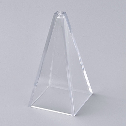 Honeyhandy Plastic Candle Molds, for Candle Making Tools, Pyramid Shape, Clear, 57x57x113mm, Hole: 2.7mm, Inner Size: 48x48mm