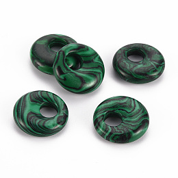 Honeyhandy Synthetic Malachite Pendants, Donut/Pi Disc, 17.5~18.5x5.5mm, Hole: 5.5mm