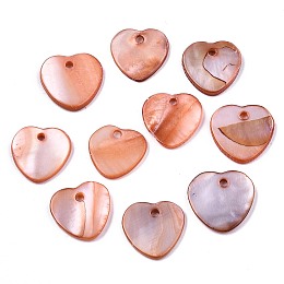 Honeyhandy Natural Freshwater Shell Charms, Dyed, Heart, Chocolate, 12.5x13x2mm, Hole: 1.5mm