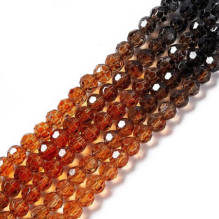 Transparent Glass Beads Strands, Faceted, Round, Saddle Brown, 4mm, Hole: 0.8mm, about 98pcs/strand, 15.16 inch(38.5cm)