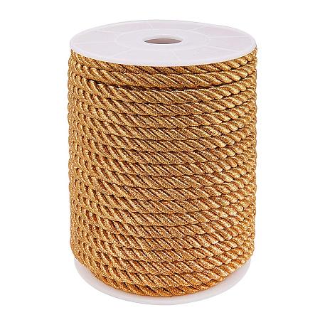 PandaHall Elite 5mm/ 18 Yards Twisted Cord Rope Nylon Twisted Cord Trim Thread String for Home Décor Curtain Tieback, Honor Cord (Dark Goldenrod)